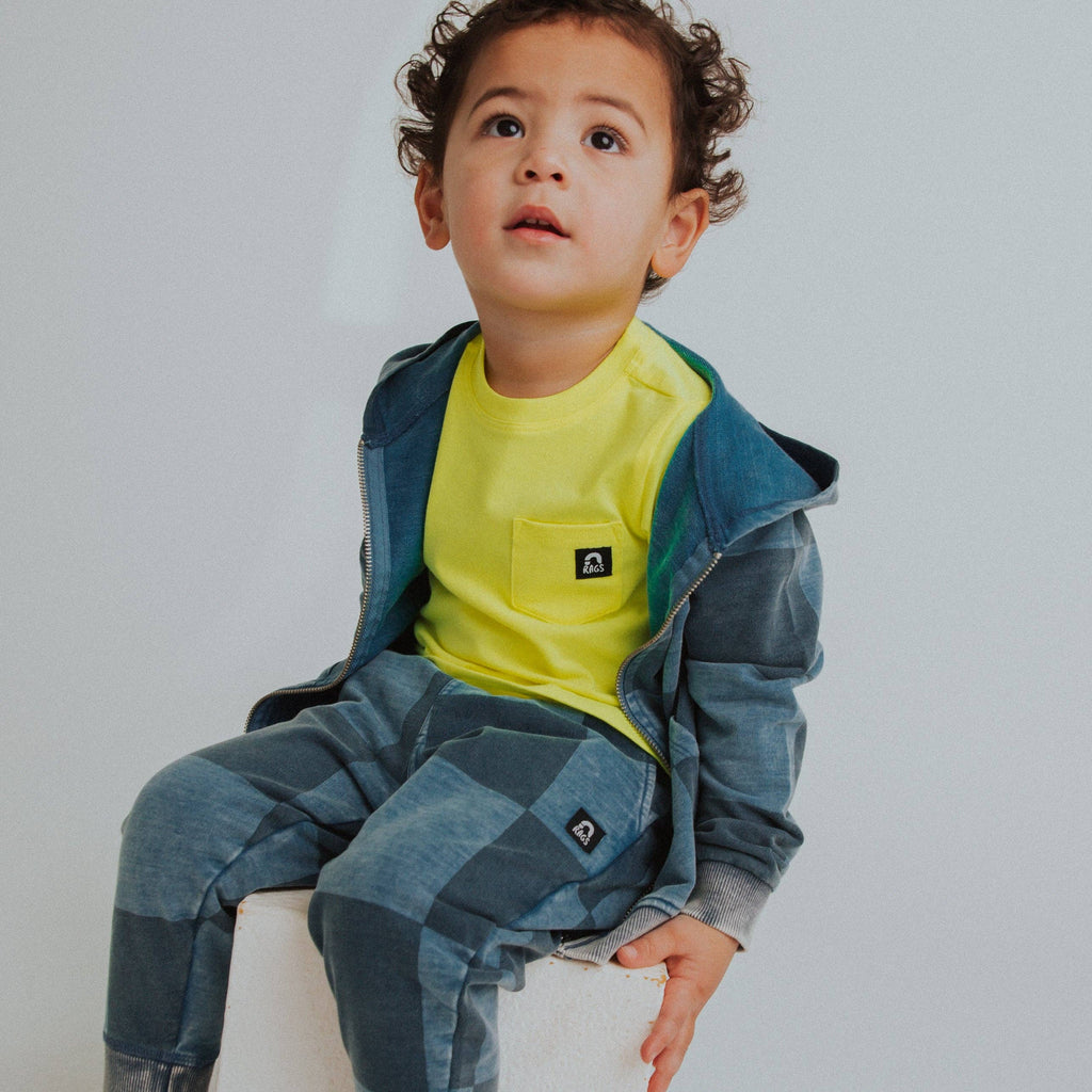 RAGS - Kids Zip-Up Hoodie - Blue Denim Check