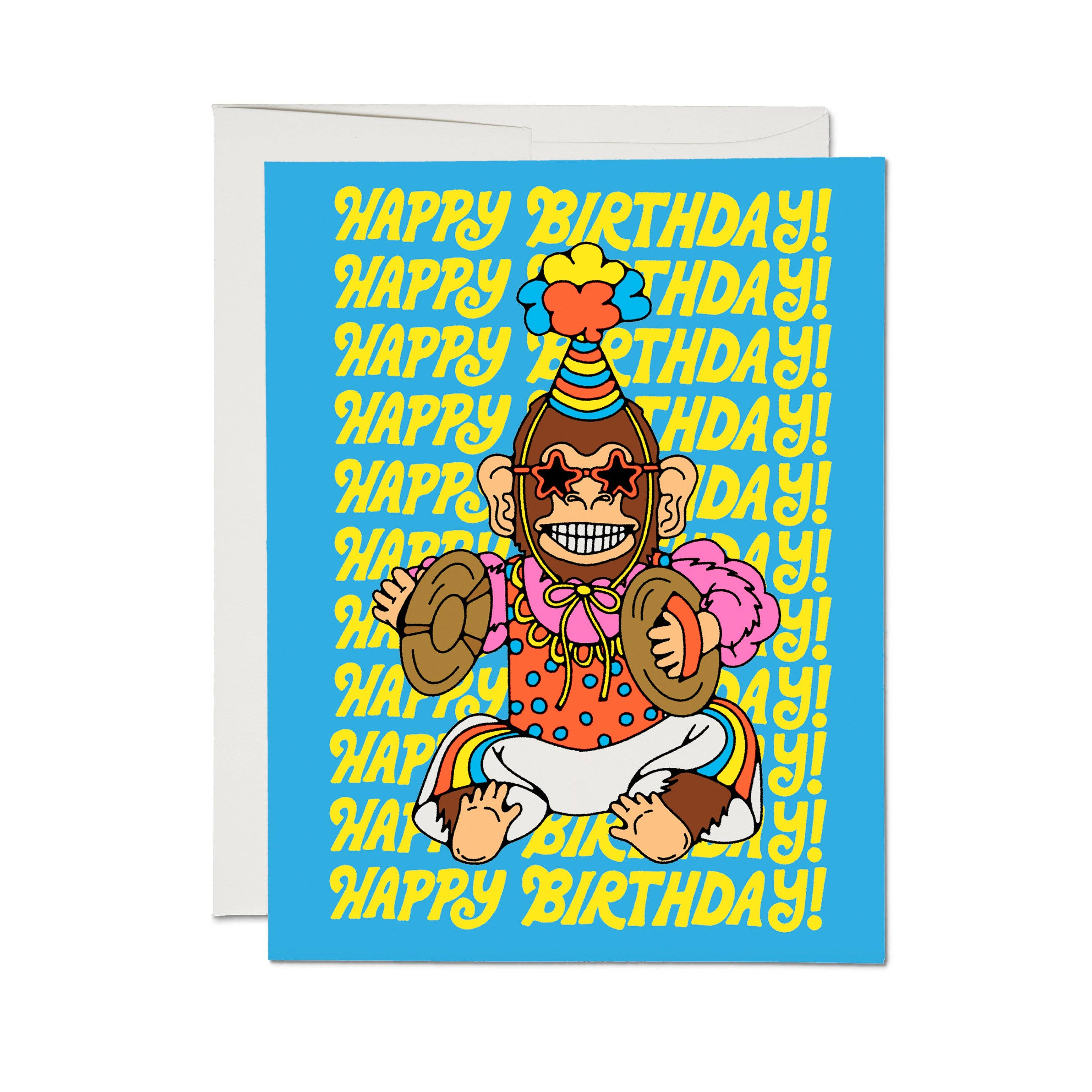Red Cap Cards Greeting Card - Funky Monkey