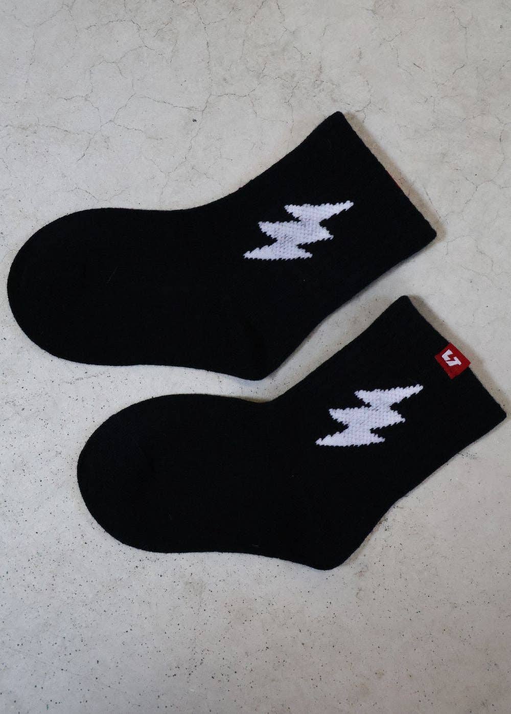 Little Trouble Crew Socks - Black Bolt