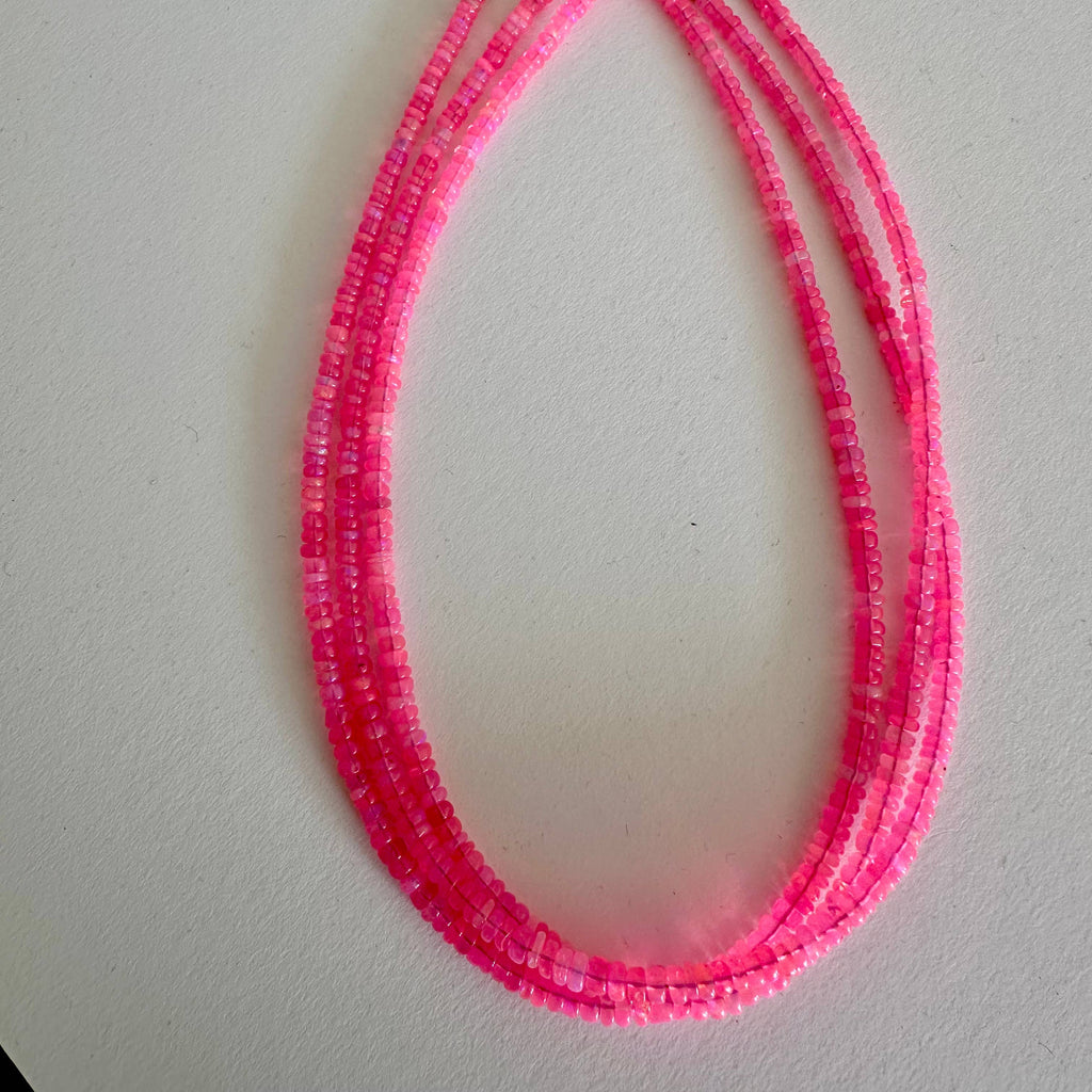 Anokhi Green Handmade Gemstone Necklace - Bright Neon Pink Opal