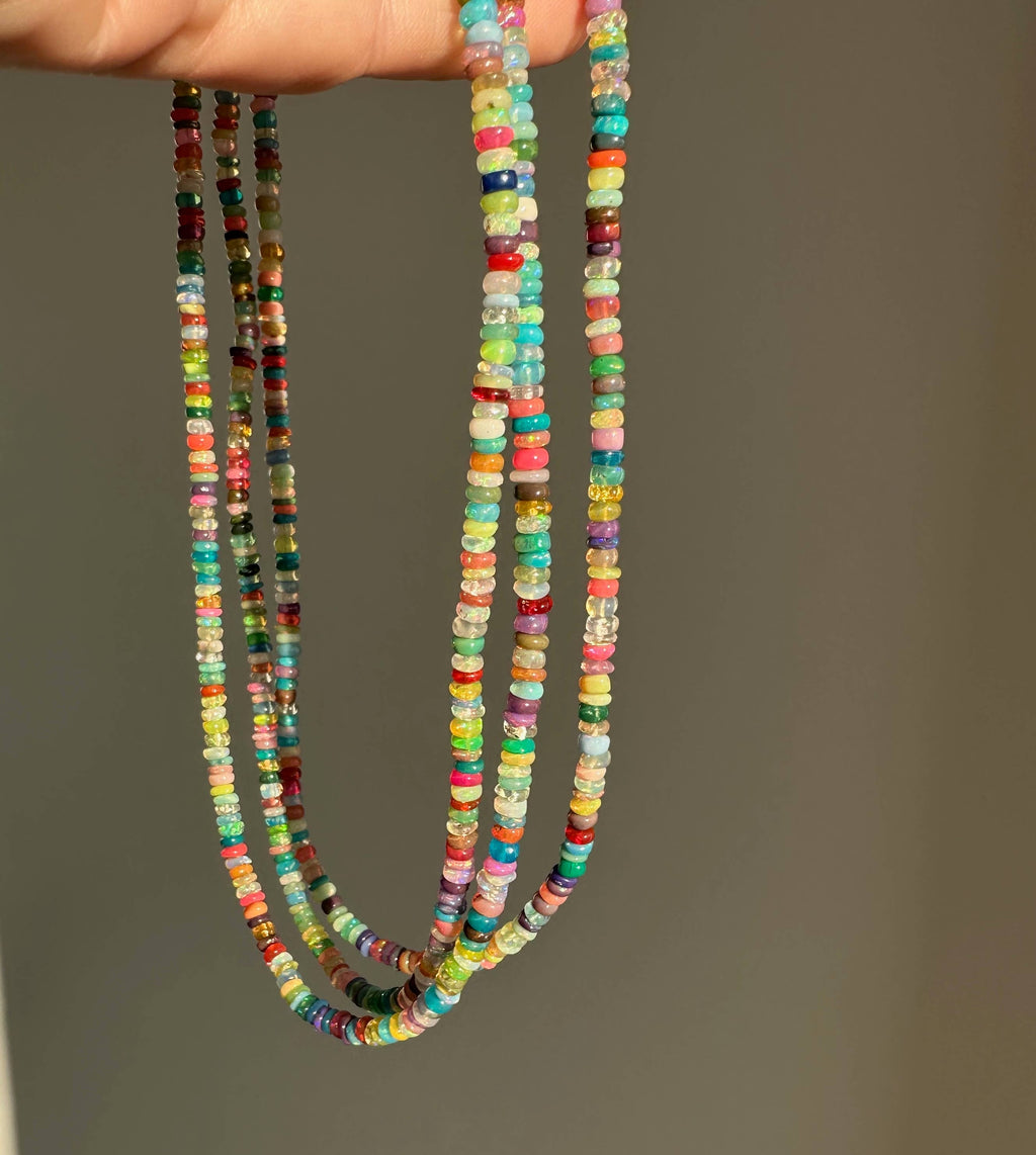 Anokhi Green Handmade Gemstone Necklace - Bright Multicolour Opal