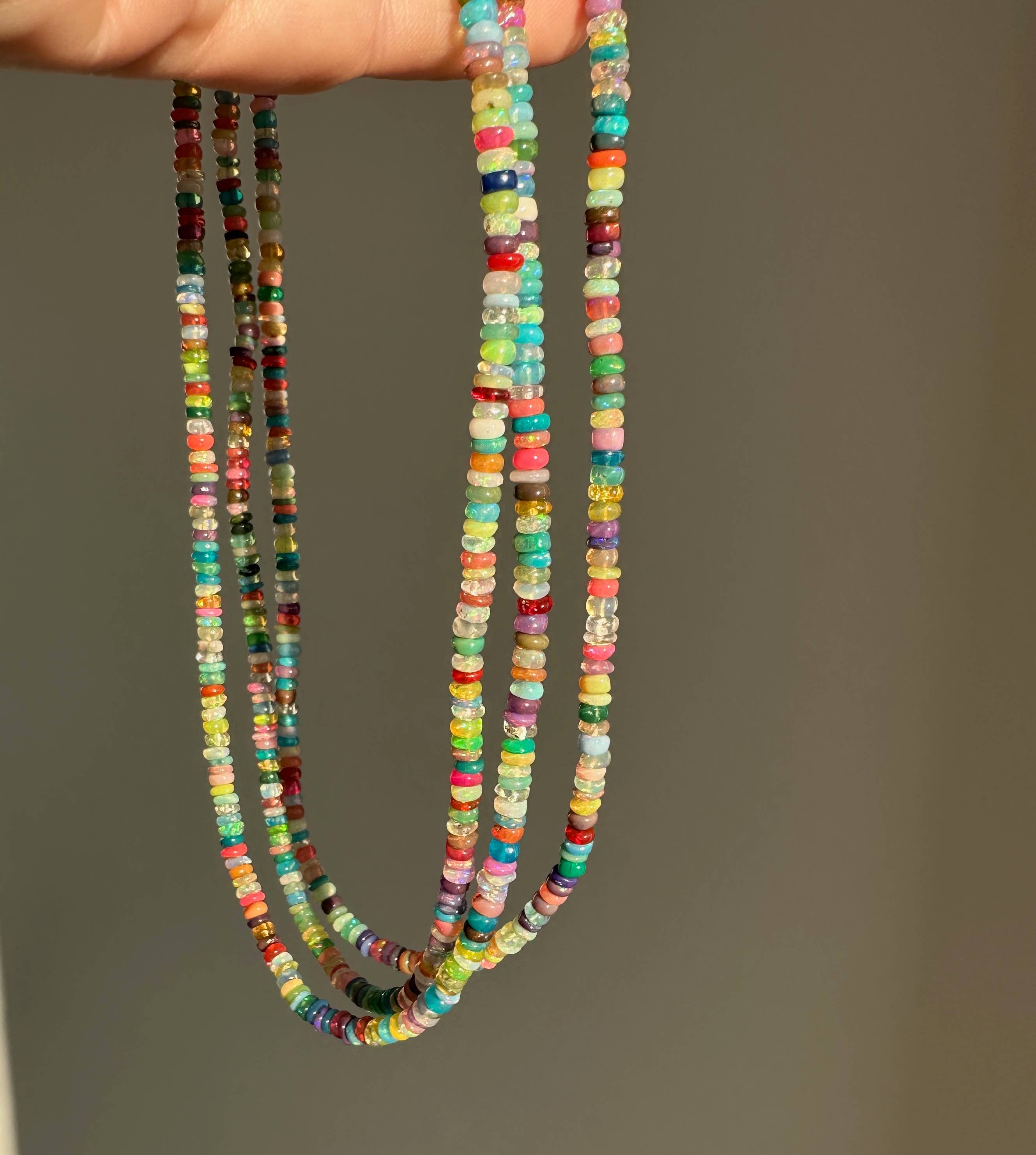 Anokhi Green Handmade Gemstone Necklace - Bright Multicolour Opal