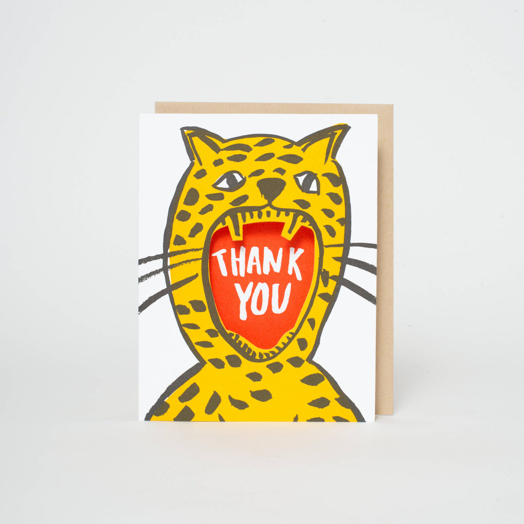 Egg Press Greeting Card - Thank You Cheetah Cutout