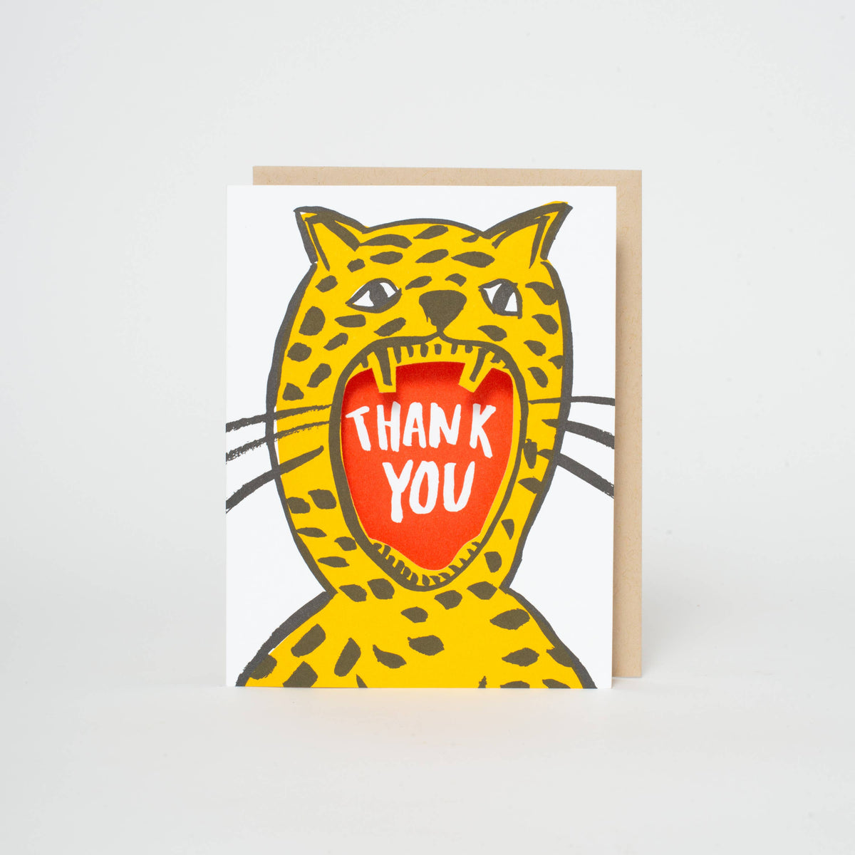 Egg Press Greeting Card - Thank You Cheetah Cutout