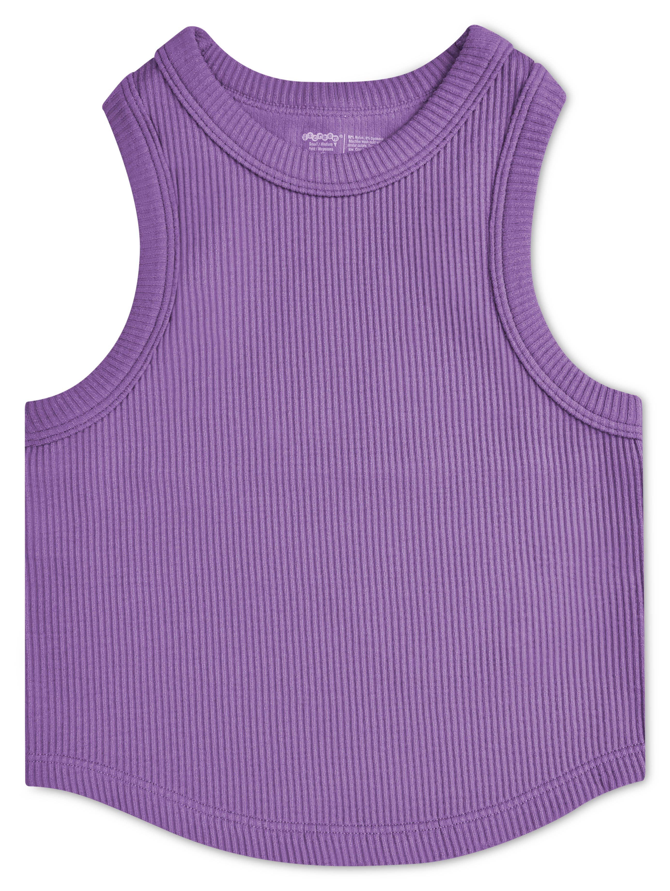Iscream - Ribbed Cropped Racer Back Top - Vivid Violet