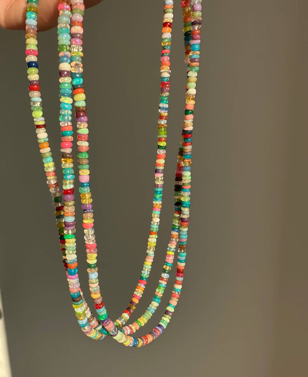 Anokhi Green Handmade Gemstone Necklace - Bright Multicolour Opal