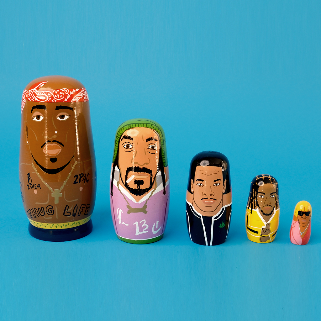 Wooden Nesting Doll Sets - West Coast Rappers