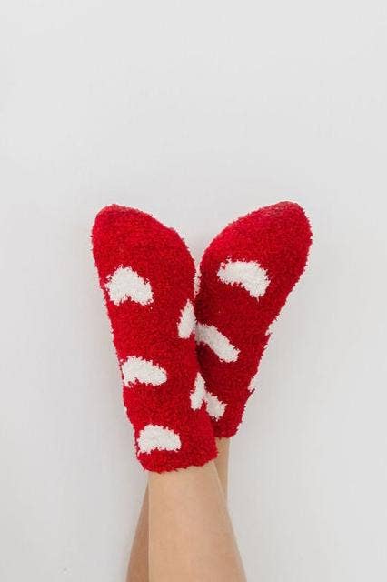 Mila & Rose - Red/Coconut Heart Cozy Socks