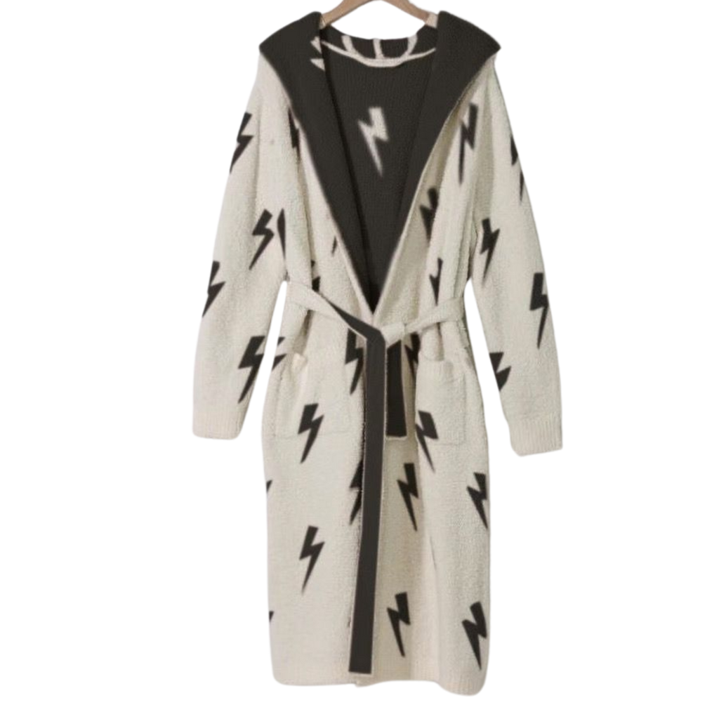 Local Beach Luxe Robe - Lightning Bolt (Sand/Cream)