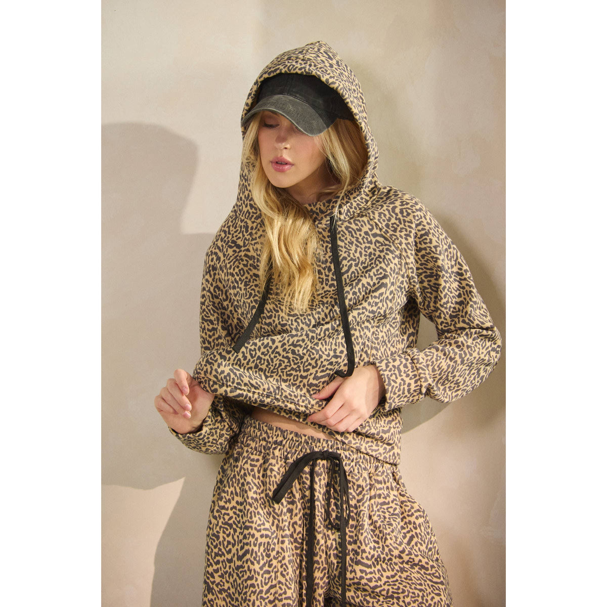 Veveret French Terry Hoodie & Pants Set - Leopard