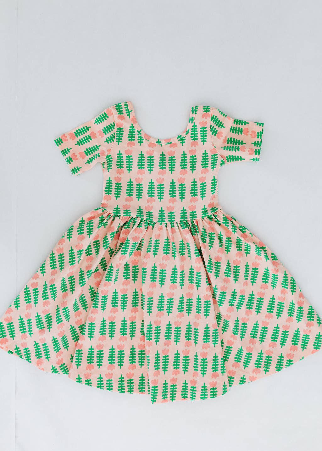 Good Apples Kids Short Sleeve Twirl Dress - Pink Tulips