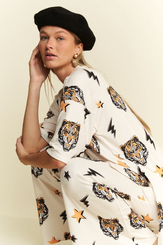 Jade By Jane - Tiger Print Set (Off-White)