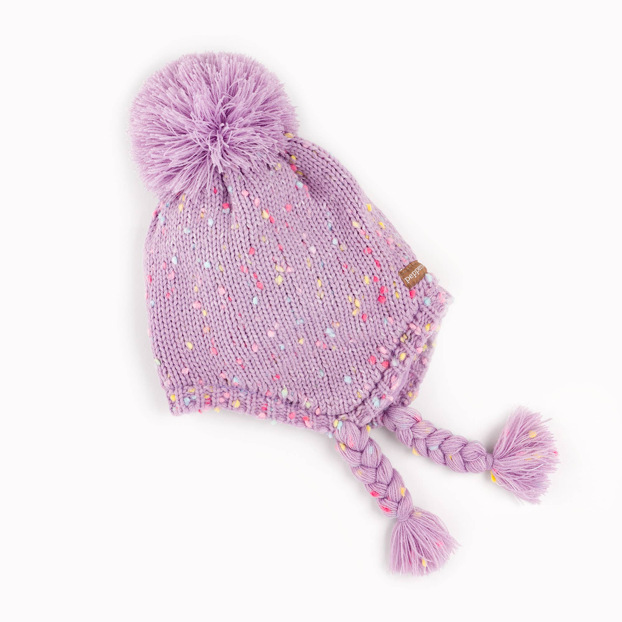 Sprinkled Earflap Hat with Braids- Purple