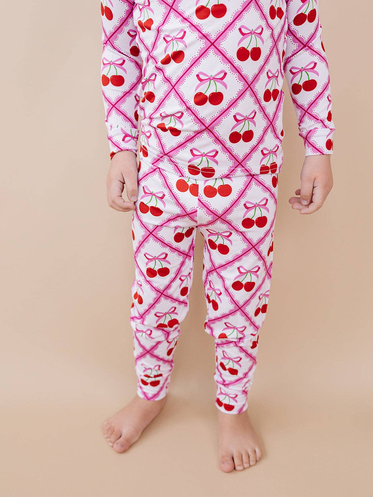 Lucky Panda Kids Bamboo PJs - Cherry Bow