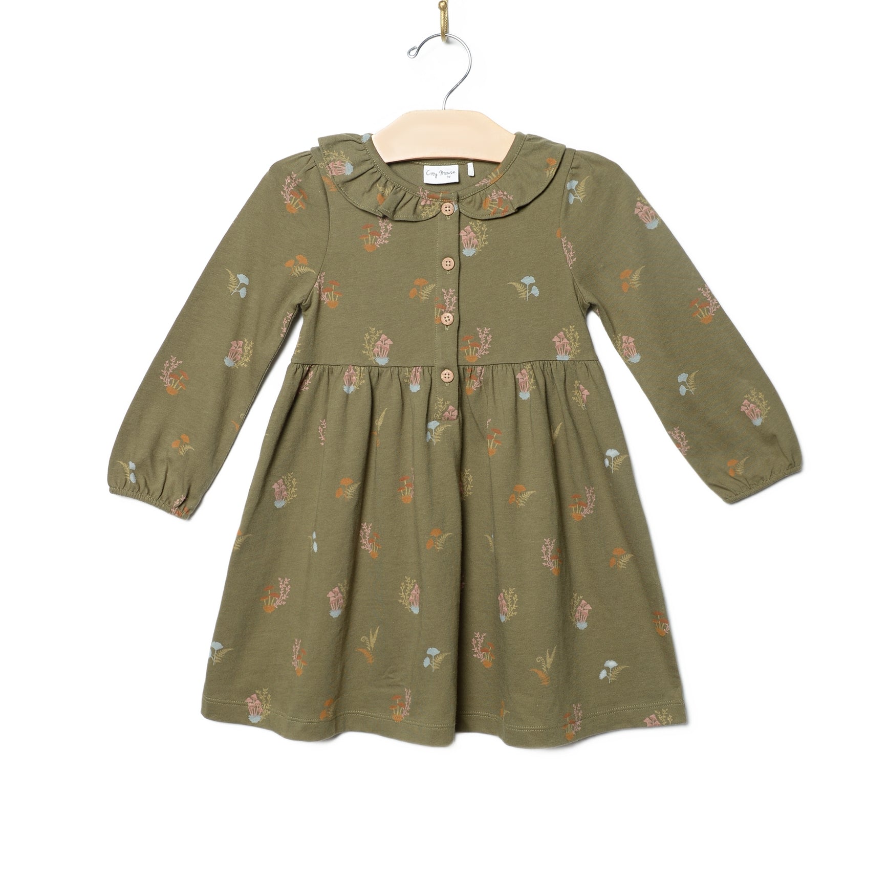 City Mouse Frill Collar Dress - Lichen Mushrooms (Final Sale)
