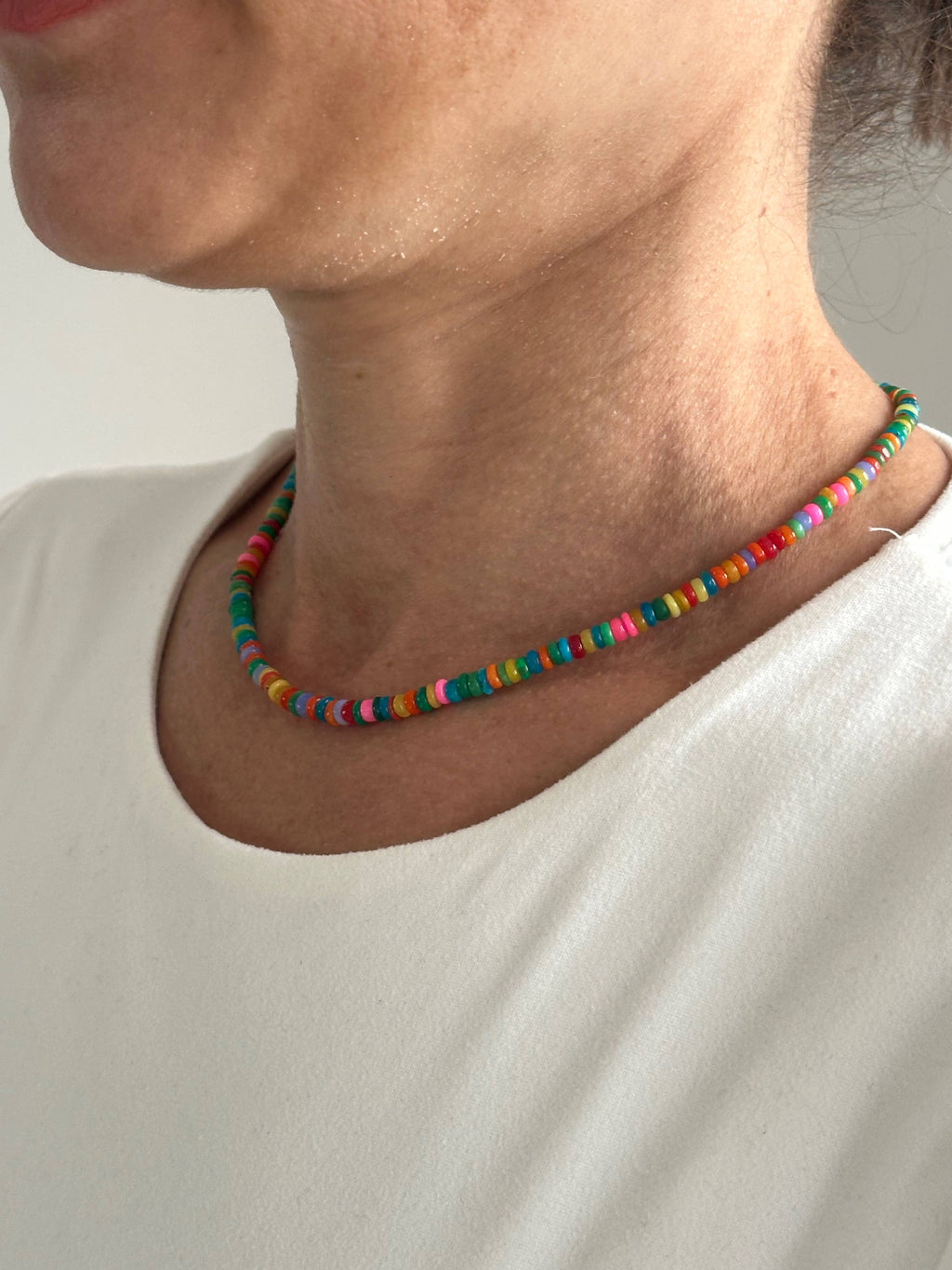 Anokhi Green Handmade Gemstone Necklace - Pink Green Slim Opal