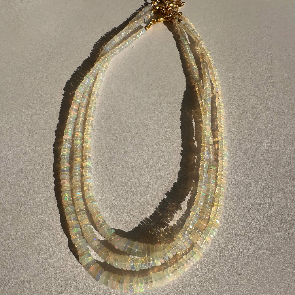 Anokhi Green Handmade Gemstone Necklace - Natural Faceted Opal