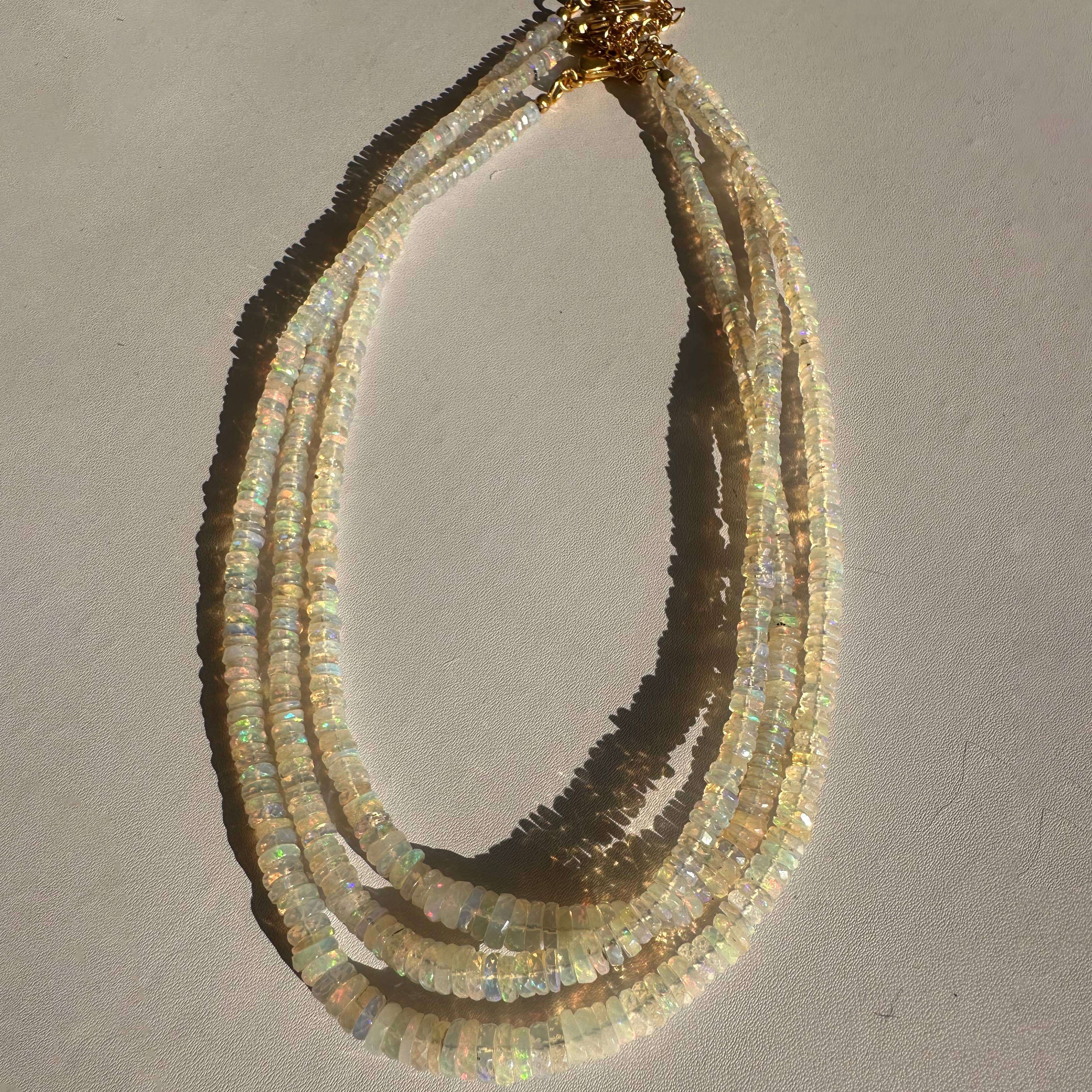Anokhi Green Handmade Gemstone Necklace - Natural Faceted Opal
