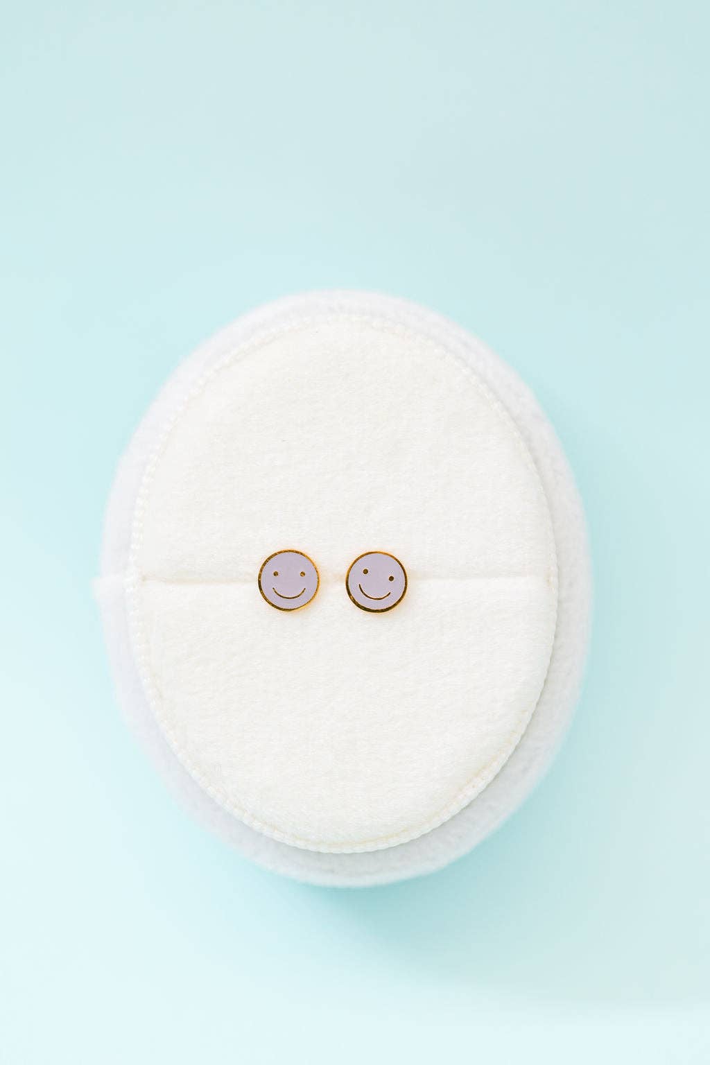 Desert Peach - Lavender Smiley Stud Earrings