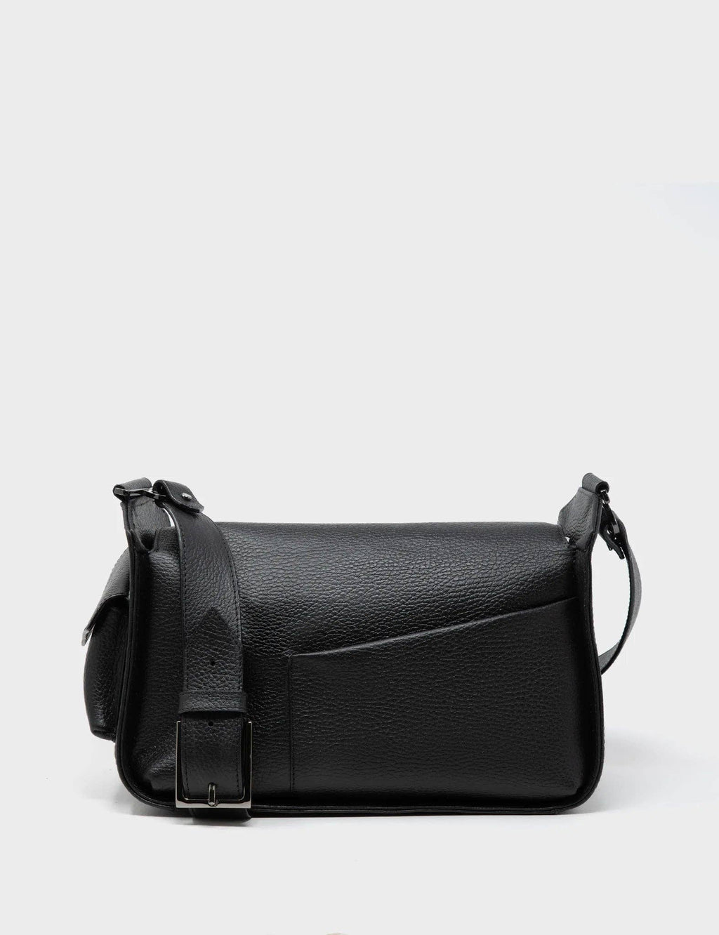 Min & Mon - Houston Black Leather Shoulder Bag - Eyes Embroidery