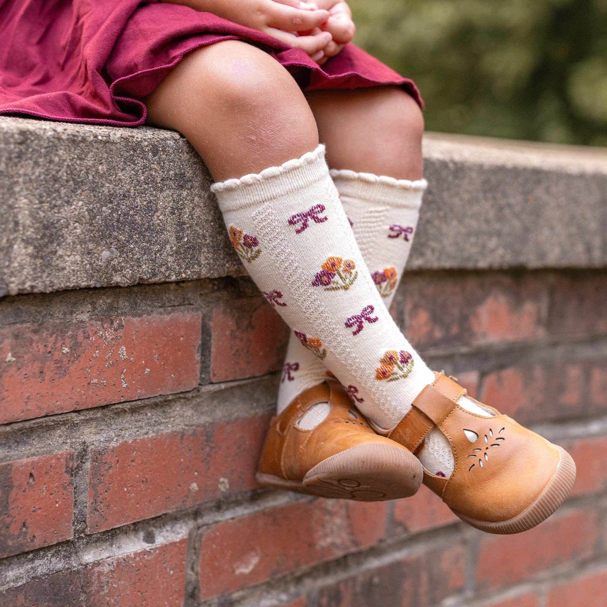 Little Stocking Co. Knee High Socks - Vanilla Floral