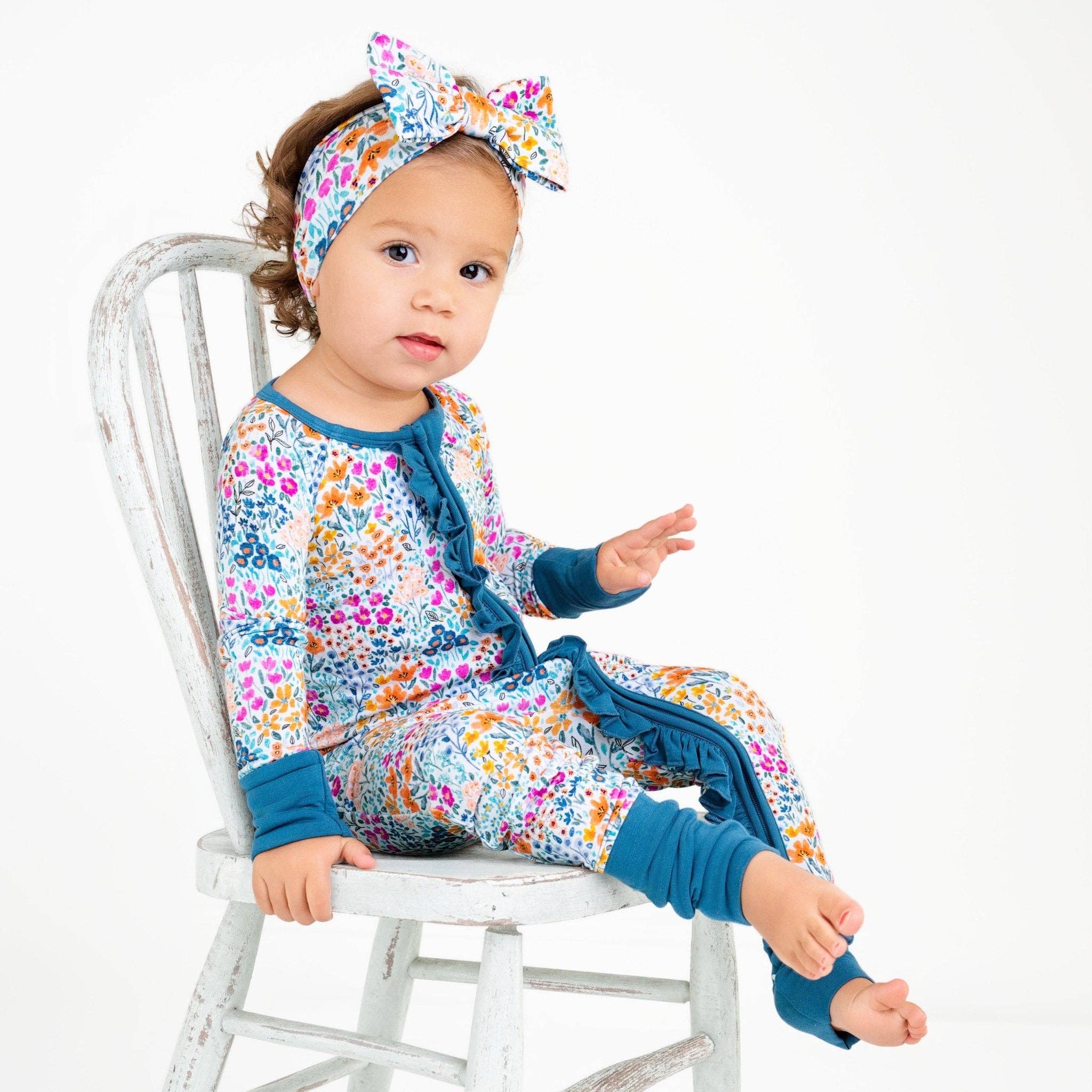 Jammie Session Bamboo Ruffle Romper - Whispering Wildflowers