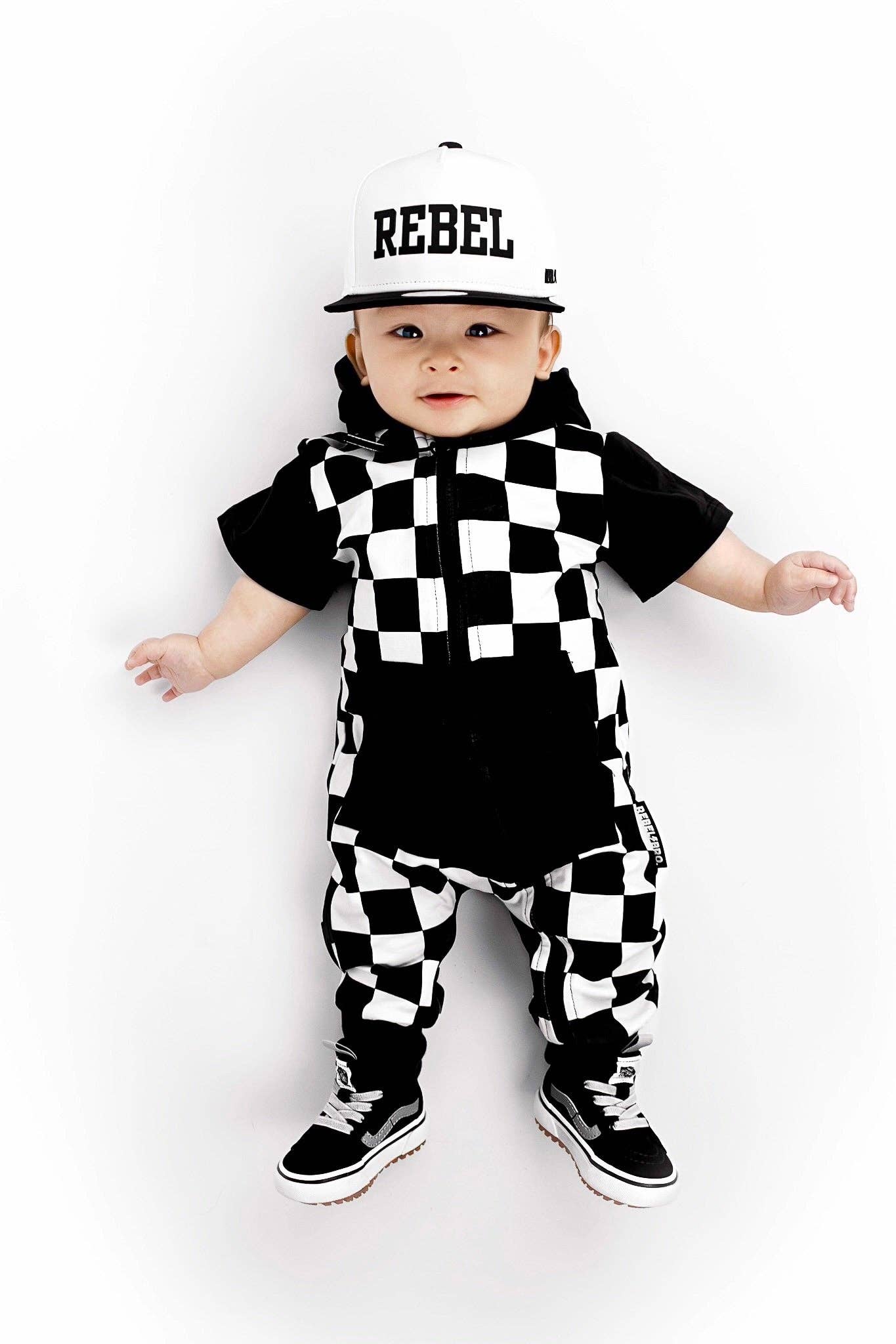 Rebel Bro Hooded Rebel Short Sleeve Romper - Venice