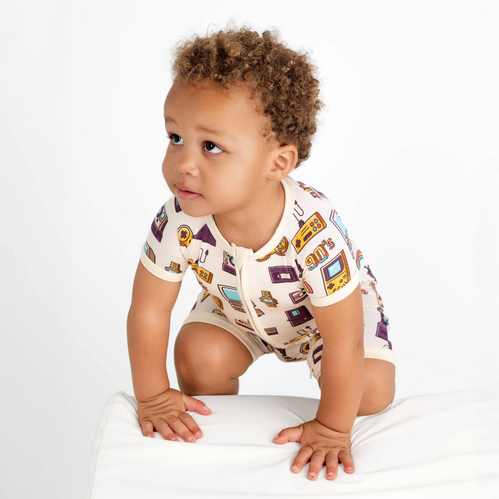 Jammie Session Bamboo Short Romper - 90's Retro