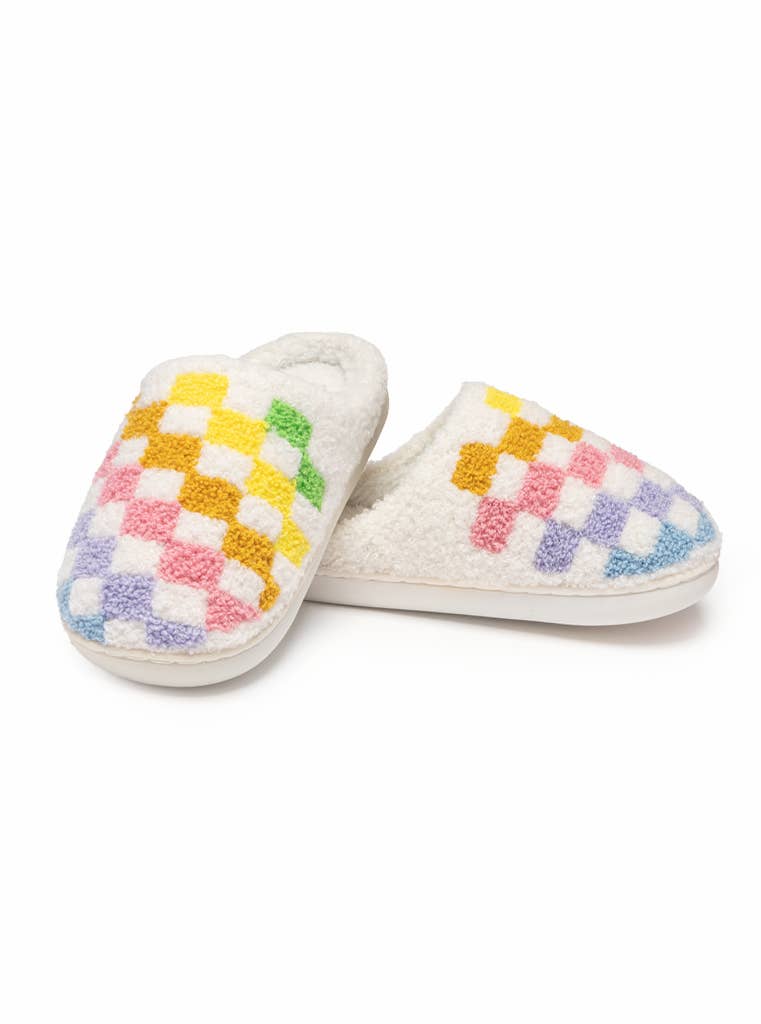 Living Royal Slippers - Rainbow Checkered