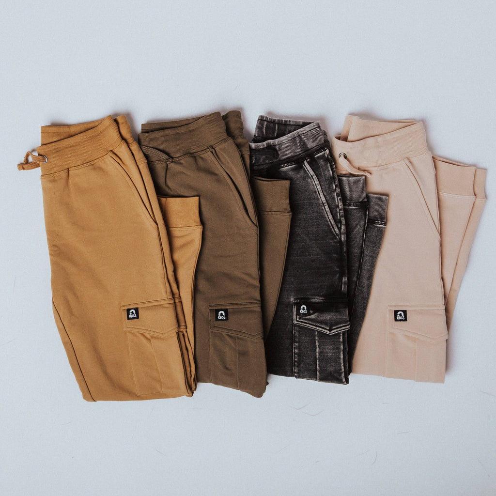 RAGS - Relaxed Fit Cargo Joggers - Olive Green