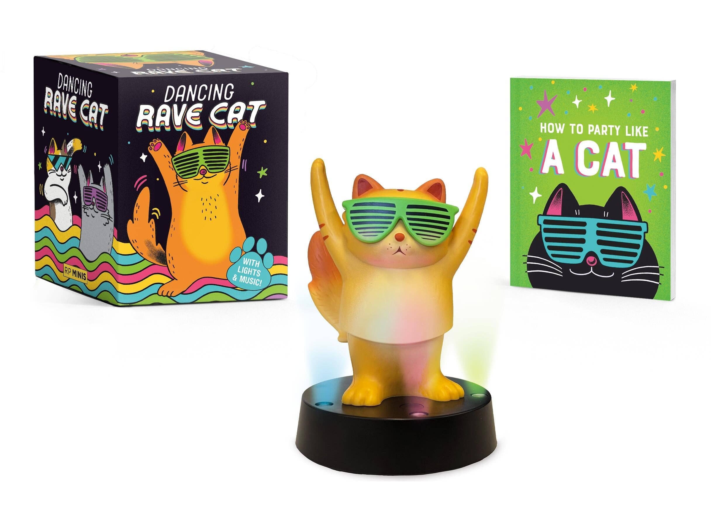 Dancing Rave Cat Figurine & Book