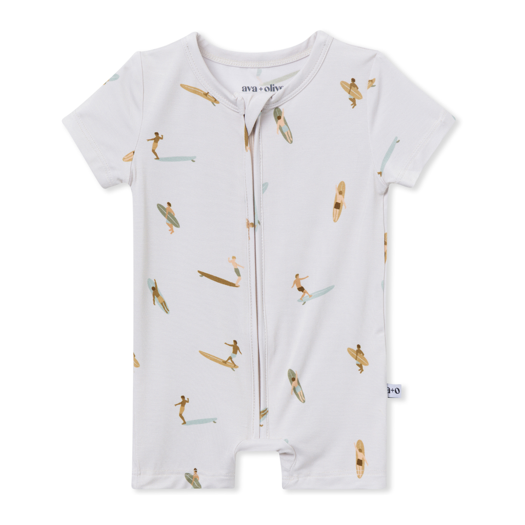 ava + oliver Short Zip Romper - Vintage Surf Cars