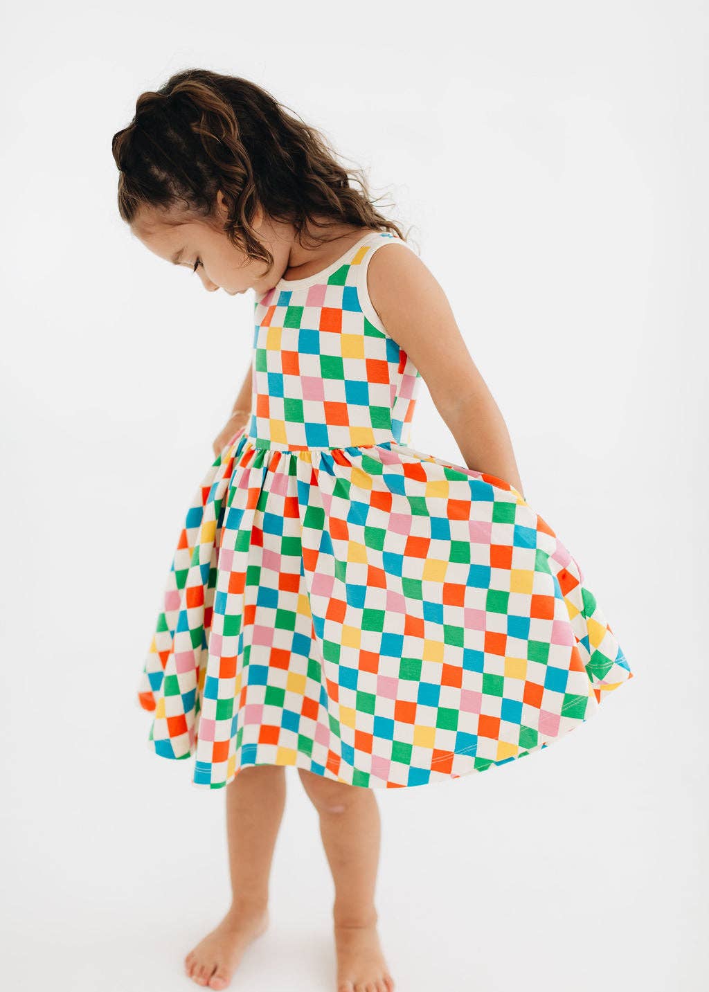 Good Apples Kids Sleeveless Twirl Dress - Party Checkers