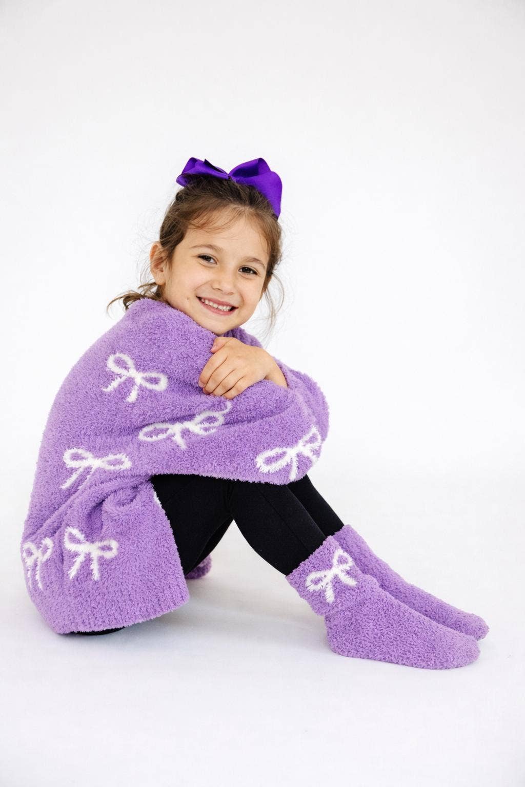 Mila & Rose - Lilac/Coconut Bow Cozy Socks