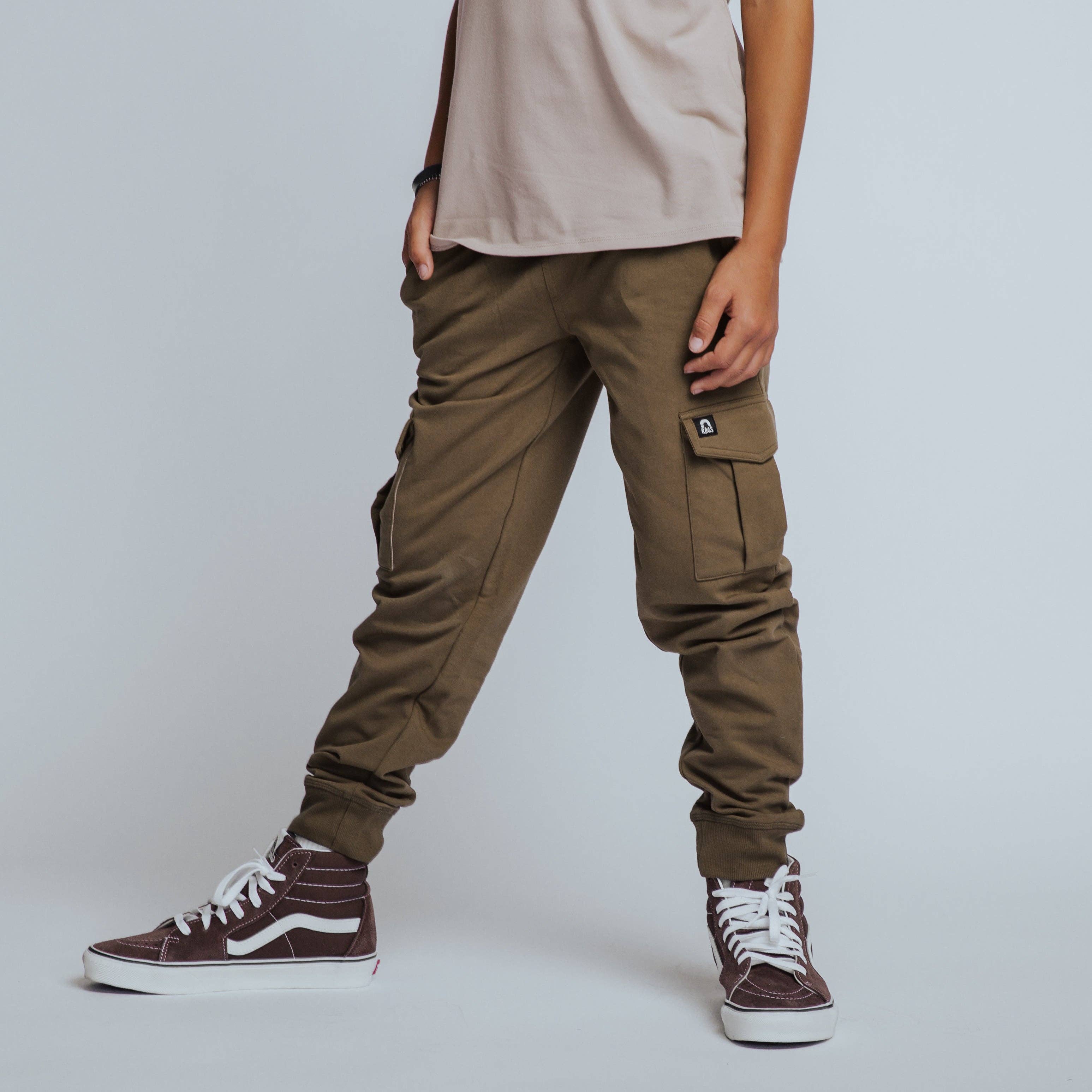 RAGS - Relaxed Fit Cargo Joggers - Olive Green