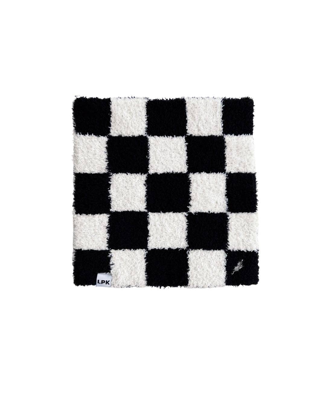 Lucky Panda Kids Lovey - Checkered Plush Black