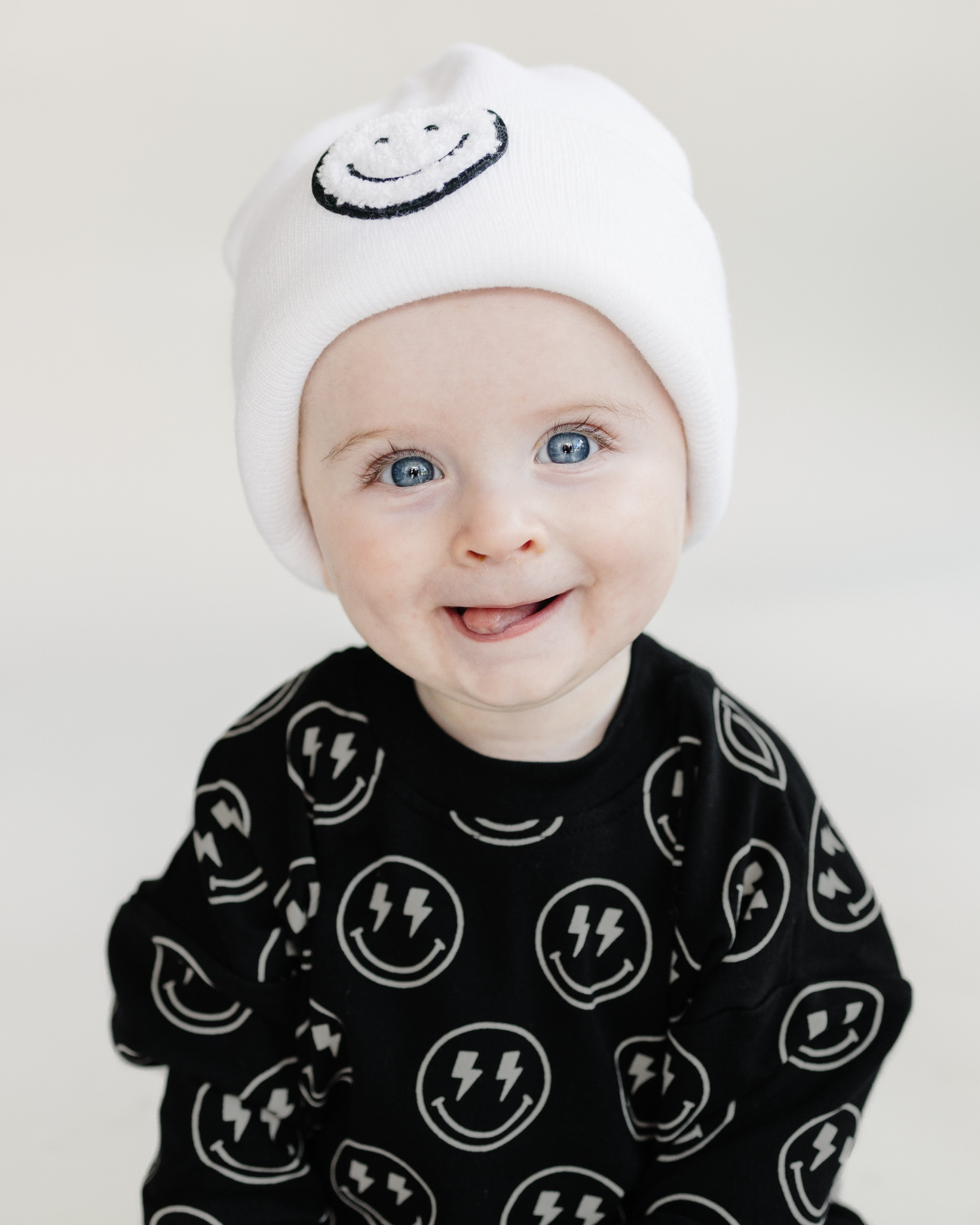 Lucky Panda Kids Smiley Beanie - White