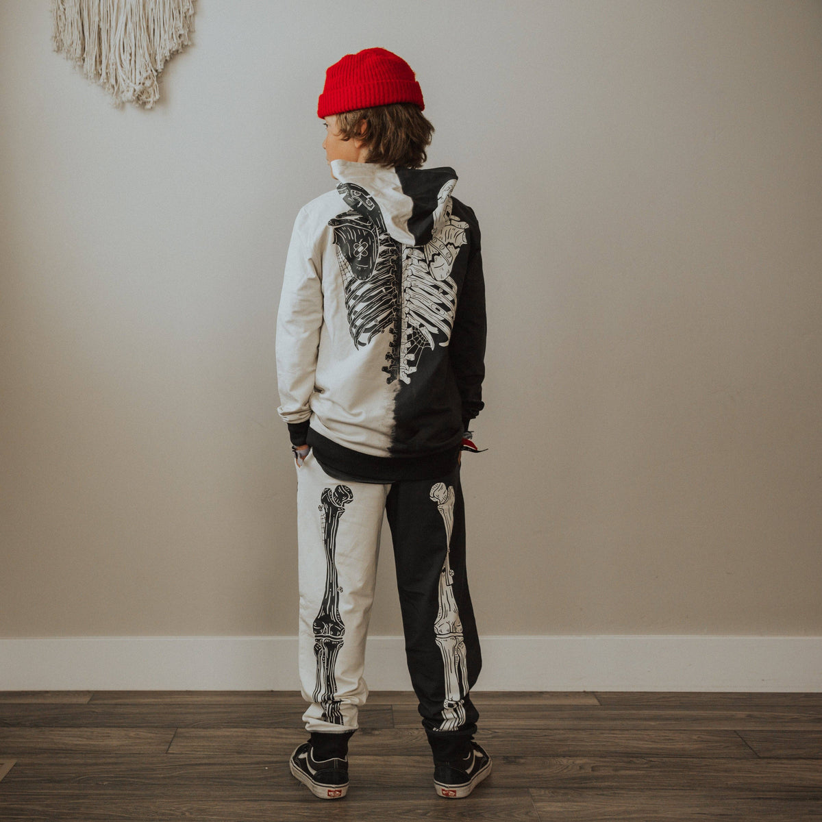 RAGS - Relaxed Fit Joggers - 'Skelly' - Black & White