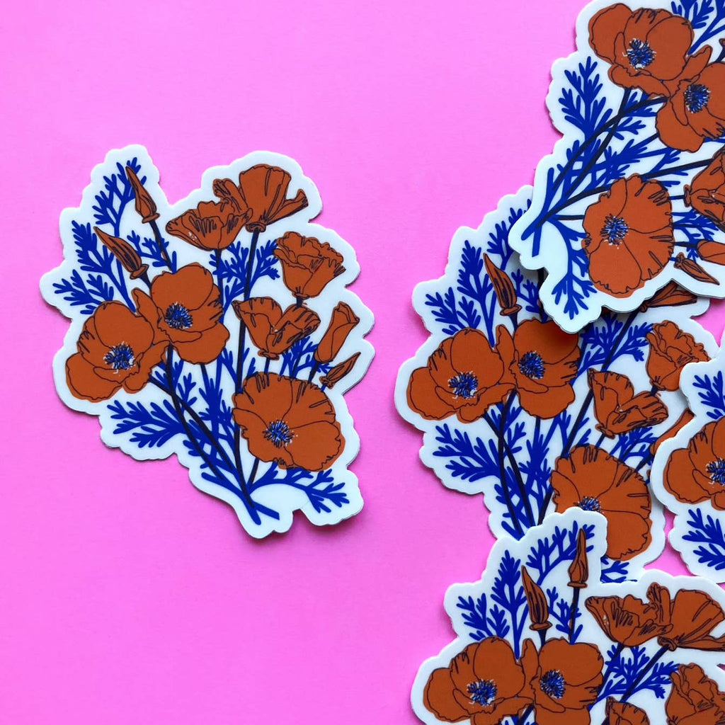 Pier Six Press - California Poppy Vinyl Sticker