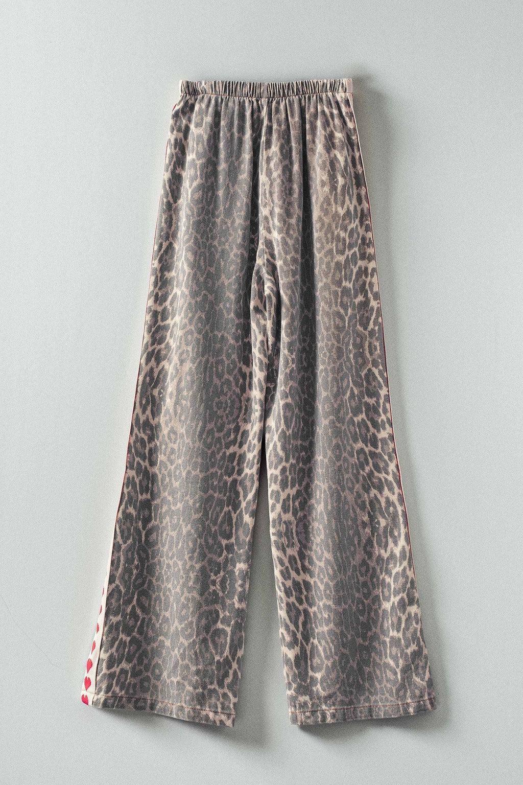Women's Leopard Print Heart Side Stripe Lounge Pants