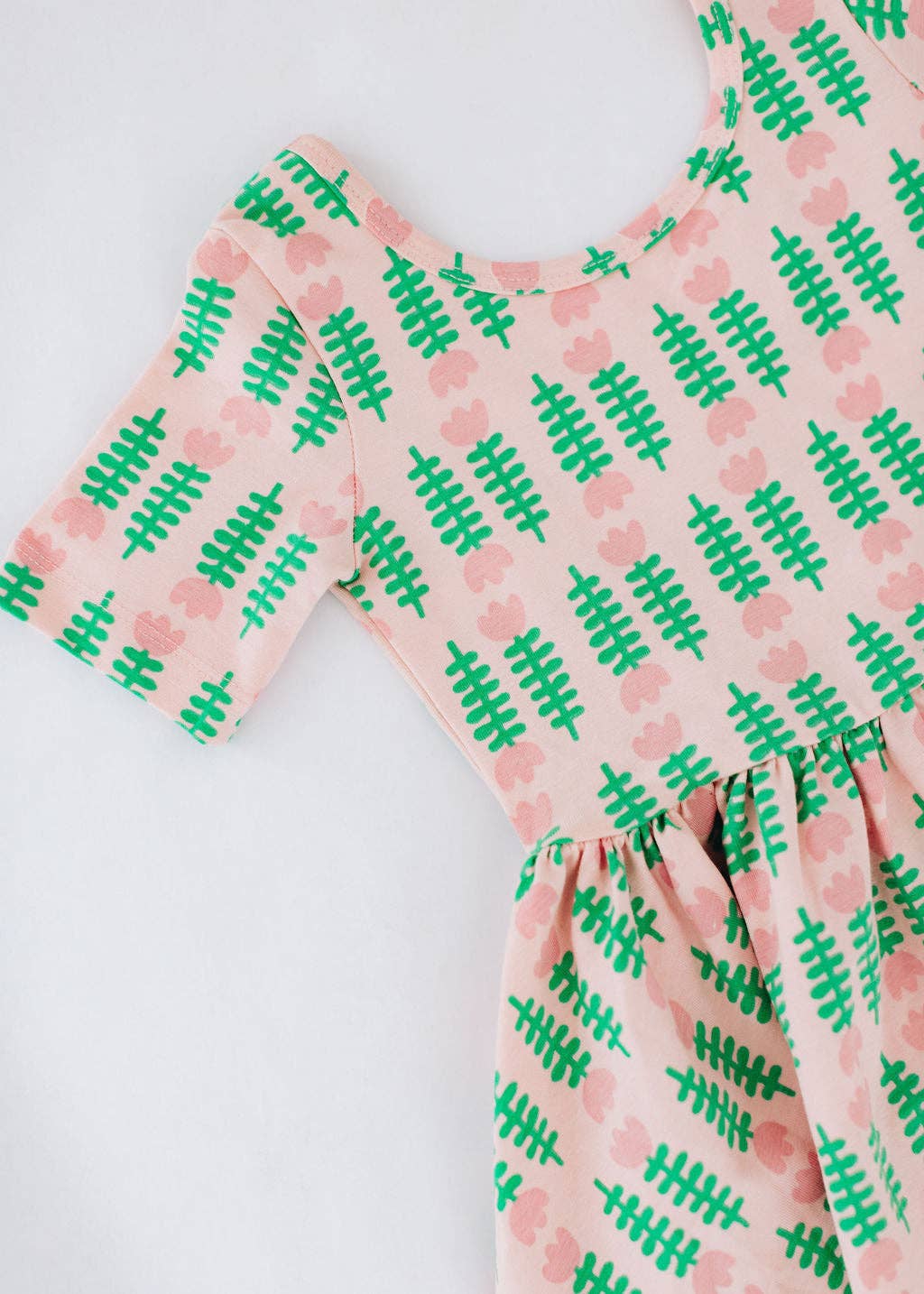 Good Apples Kids Short Sleeve Twirl Dress - Pink Tulips