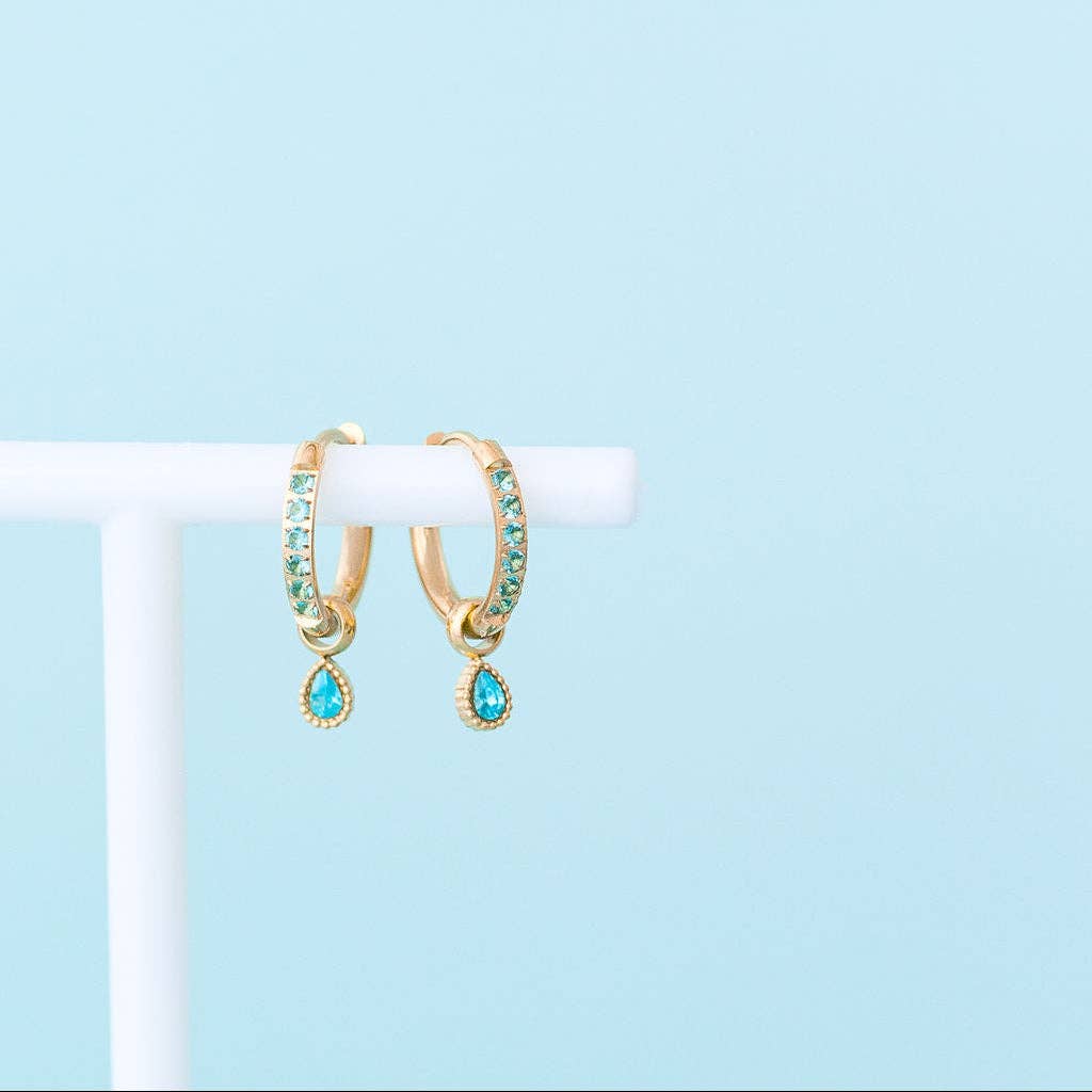 Desert Peach - Teardrop Gemstone Huggie Charms