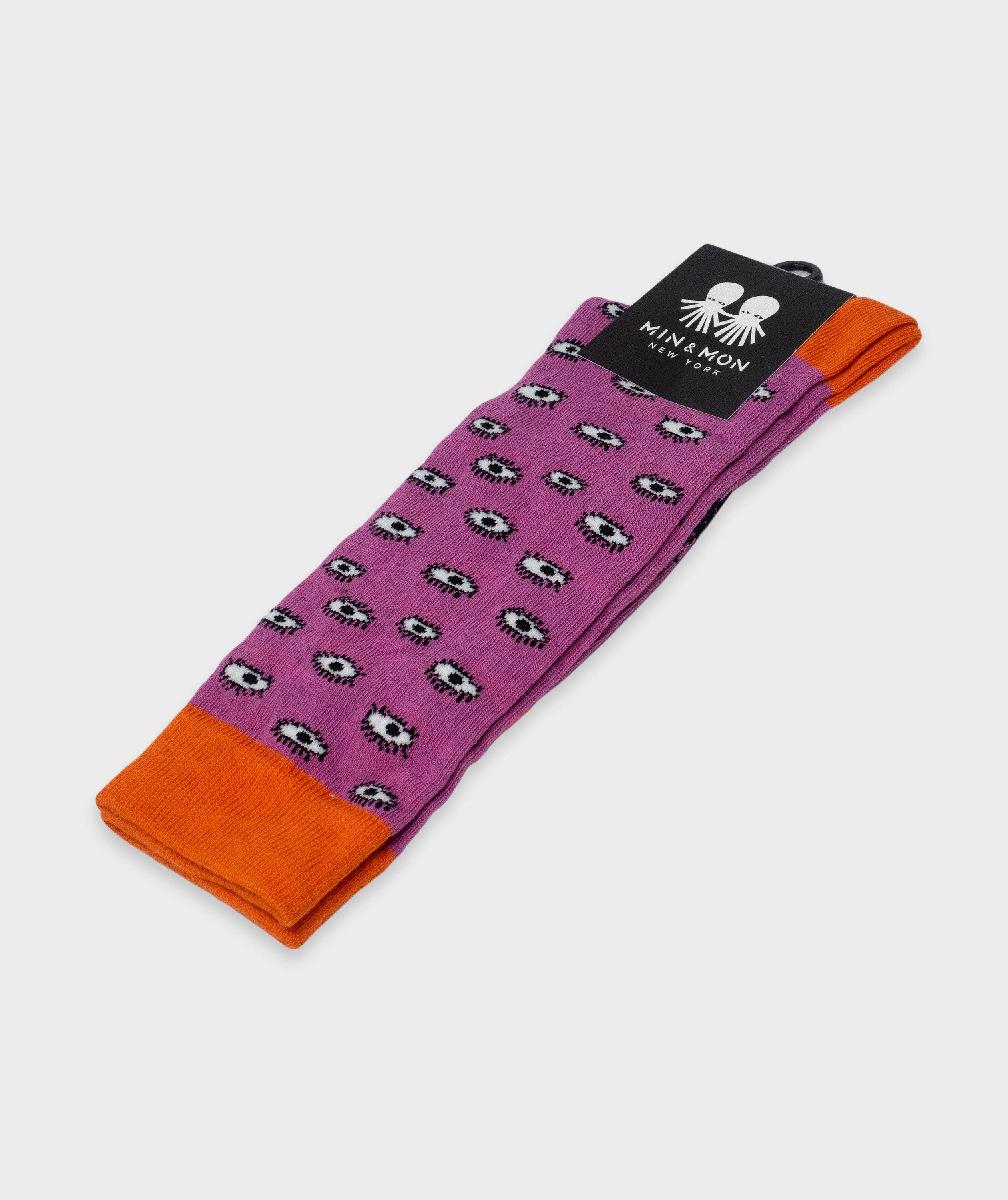 Min & Mon - Fuchsia and Orange Socks - All Over Eyes