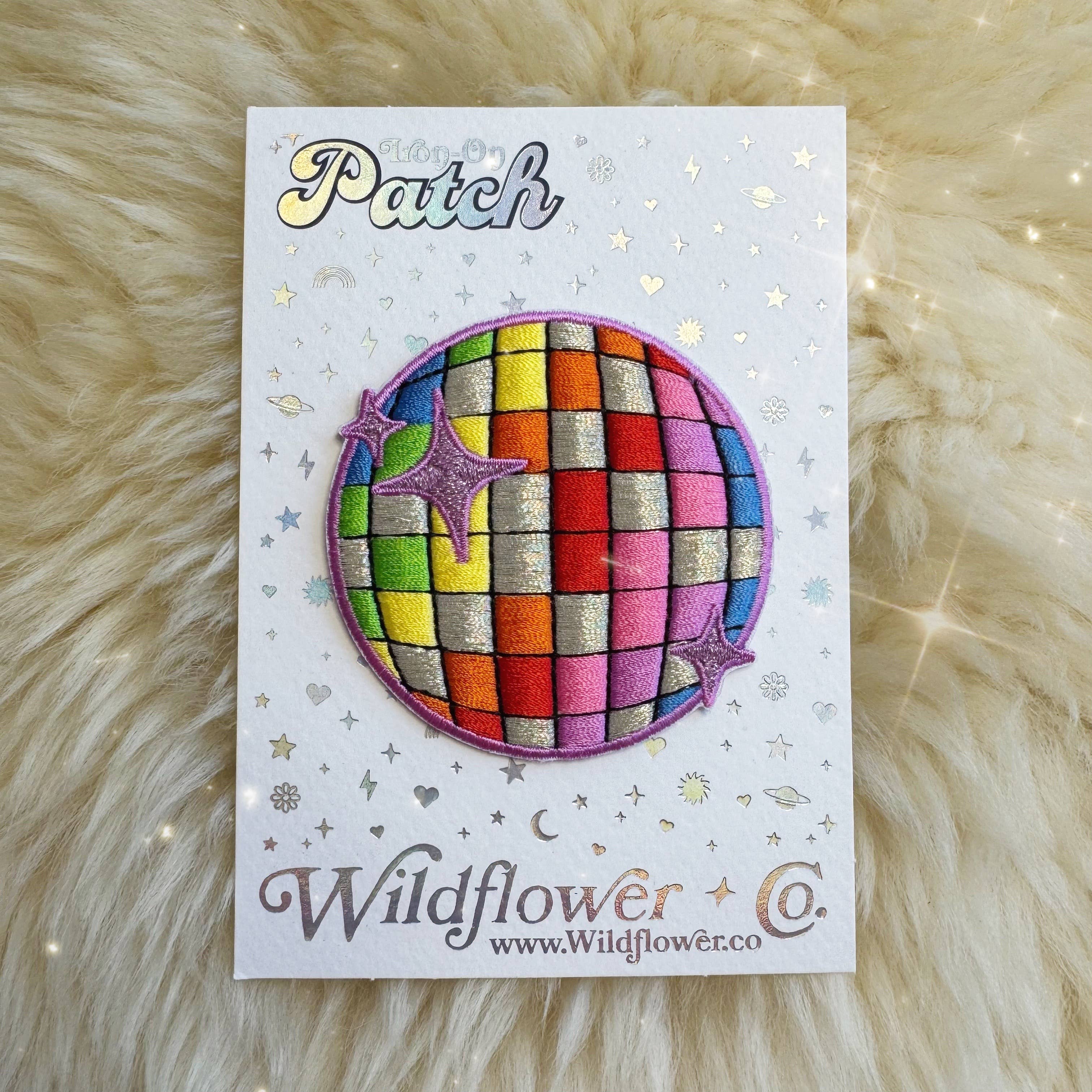 Wildflower + Co. Patch - Rainbow Disco Ball