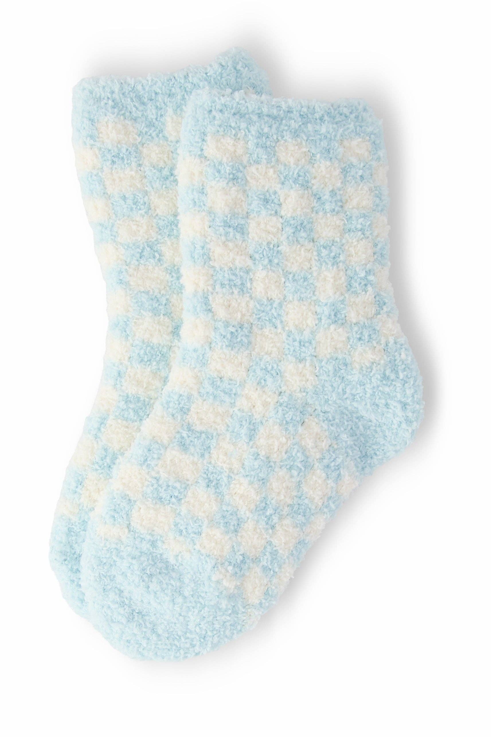 Mila & Rose - Light Blue Checker Cozy Socks
