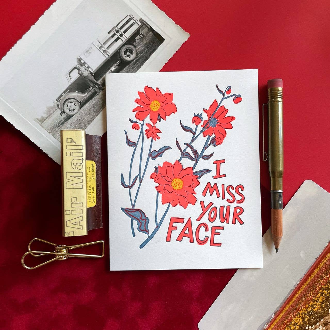 Pier Six Press Letterpress Greeting Card - Miss Your Face