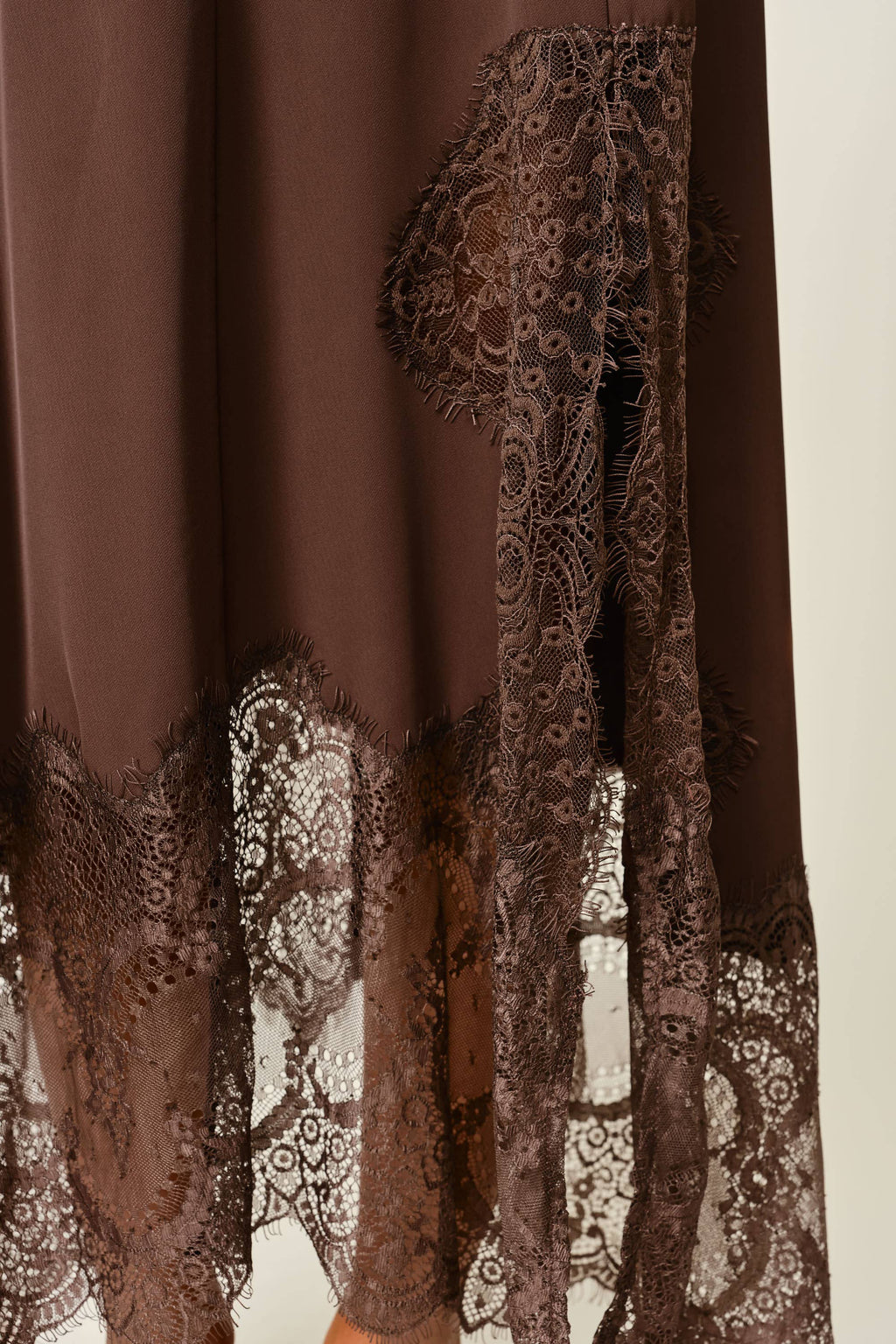 Women's Lace Midi Skirt - Brown