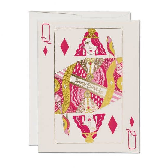 Red Cap Cards - Queen of Diamonds Birthday Greeting Card