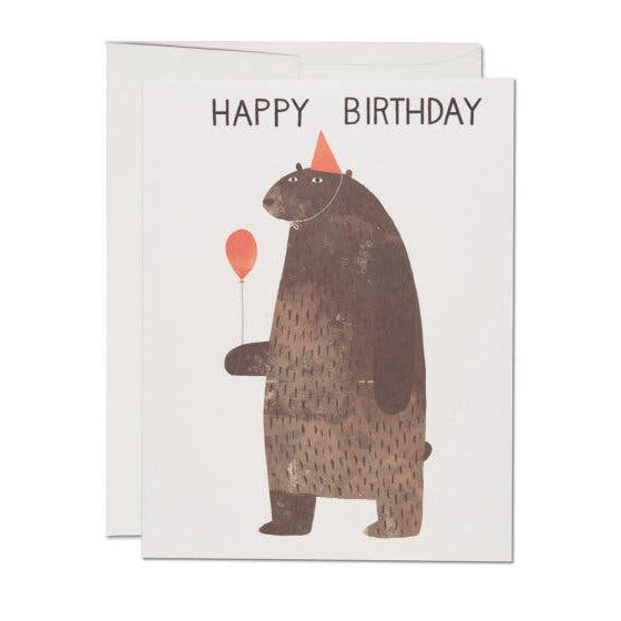 Red Cap Cards - Happy Birthday Bear Greeting Card