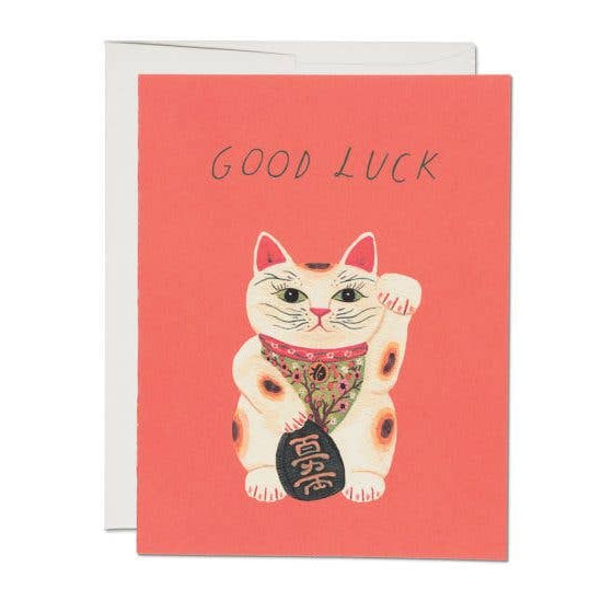 Red Cap Cards - Good Luck Kitty Encouragement Greeting Card
